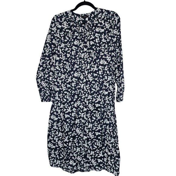 J Crew XS Blue Floral Lightweight Cotton Button Tunic Dress Cottage Beach - Picture 1 of 6